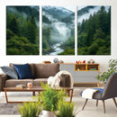 Mountain Forest River Canvas Wall Art Print - Serene Nature