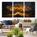 Golden Tree of Life Canvas Wall Art Print - Majestic Glowing by MyGreatCanvas | Canvas Wall Art Prints | Photo Prints & Wall Decor