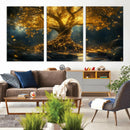 Golden Tree of Life Canvas Wall Art Print - Majestic Glowing