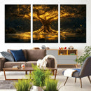 Golden Tree of Life Canvas Wall Art Print - Majestic Glowing