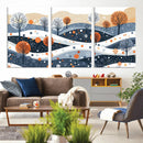 Abstract Winter Landscape Canvas Wall Art Print -  Large