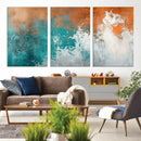 Vintage Abstract Print - Bold Teal and Orange Canvas Wall