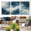 Large Abstract Print - Luxe Blue and Gold Abstract Canvas