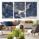 Large Abstract Blue and Gold Canvas Wall Art Fluid Ink