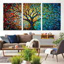 Yggdrasil Tree of Life Wall Art Print | Mosaic Style 3-Panel