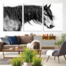 Black Horse Wall Art Canvas Print – Elegant Farmhouse Decor