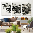 Abstract Horse Wall Art Canvas Print - Dynamic Black Ink