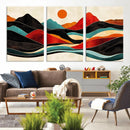 Western Wall Decor - Large Triptych Mountain Canvas - Boho