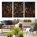 Dark Floral Canvas Wall Art - Moody Botanical Flower Print -