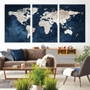 Vintage World Map Canvas Wall Art - Framed Map Print for