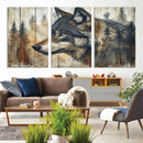 Rustic Wolf Wall Art Canvas Print – Vintage Woodland