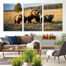 Grizzly Bear Family Wall Art Canvas Print – Majestic