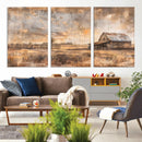 Rustic Farmhouse Wall Art Canvas Print | Barn and Field