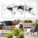 Flight Routes Air Traffic Map Canvas Wall Art - Framed -