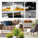 Yellow Rowboat Wall Art – Framed Tropical Shoreline Canvas by MyGreatCanvas | Canvas Wall Art Prints | Photo Prints & Wall Decor