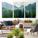 Misty Forest Mountain Wall Art Canvas Print – Framed Serene