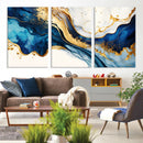 Blue Gold Flow Wall Art Canvas Print – Framed Marble Design by MyGreatCanvas | Canvas Wall Art Prints | Photo Prints & Wall Decor