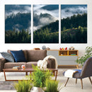 Misty Forest Wall Art Canvas Print – Pine Hills Foggy Trees