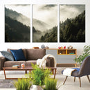 Misty Valley Wall Art Canvas Print – Foggy Forest Pine Trees