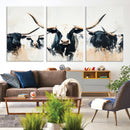 Texas Longhorn Wall Art Canvas Print – Majestic Horned Bull