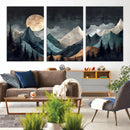 Moonlit Mountain Wall Art Canvas Print – Silhouetted Pines