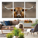Texas Longhorn Wall Art Canvas Print – Brown Bull Rustic