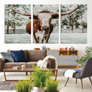 Texas Longhorn Wall Art Canvas Print – Framed Spotted Bull