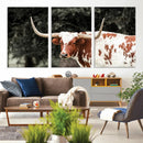 Texas Longhorn Wall Art Canvas Print – Framed Spotted Bull