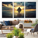 Jesus Walks Wall Art Canvas Print Framed Divine Sunset Art