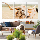 Texas Longhorn Wall Art Canvas Print – Framed Speckled Cow