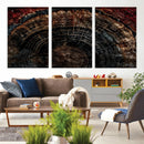 Dark Wood Ring Wall Art Canvas Print – Framed Abstract Tree