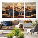 Wood Mountain Wall Art Canvas Print – Framed Boho Abstract