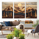Wood Mountain Landscape Wall Art Canvas Print – Framed