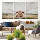 Texas Longhorn Wall Art Canvas Print – Framed Western Cow