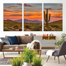 Saguaro Cactus Wall Art Canvas Print – Framed Arizona Sunset