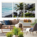 Tropical Coastline Wall Art Canvas Print – Framed Palm Tree