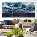 Black Beach Wall Art Canvas Print – Framed Aerial Ocean View