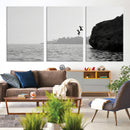 Jumping Wall Art Canvas Print – Framed Coastal Ocean Scene