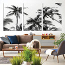 Palm Wall Art Canvas Print – Framed Monochrome Tropical