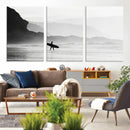 Surfer Beach Wall Art – Framed Black White Ocean Canvas by MyGreatCanvas | Canvas Wall Art Prints | Photo Prints & Wall Decor