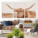 Longhorn Bull Wall Art Canvas Print – Framed Western Cow