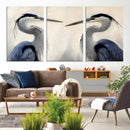 Blue Heron Pair Wall Art Canvas Print – Framed Coastal Bird