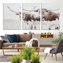Longhorn Wall Art Canvas Print – Framed Western Cow Rustic