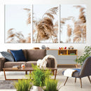 Pampas Grass Wall Art Canvas Print – Framed Neutral Tones