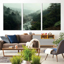 Misty Forest Wall Art Canvas Print – Framed Foggy River