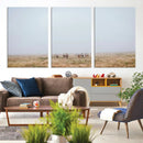 Foggy Plains Wall Art Canvas Print – Framed Horseback Riders