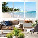 Palm Tree Coast Wall Art Canvas Print – Framed Island Getaway with Crystal Blue Water Scenic Artwork for Home, Office by MyGreatCanvas | Canvas Wall Art Prints | Photo Prints & Wall Decor