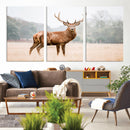 Vintage Wildlife Wall Art Canvas Print – Misty Landscape