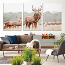 Rustic Nature Wall Art Canvas Print – Stag Woodland Framed
