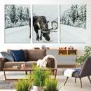 Moose Snow Wall Art Canvas Print – Framed Winter Wildlife